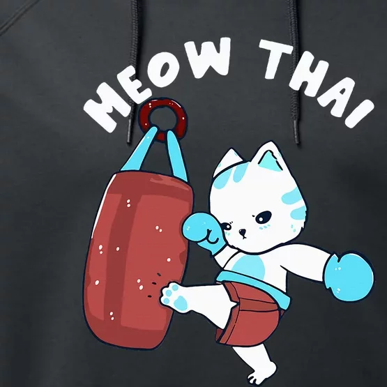 Muay Thai Cat Meow Thai Punching Bag Fighting Performance Fleece Hoodie