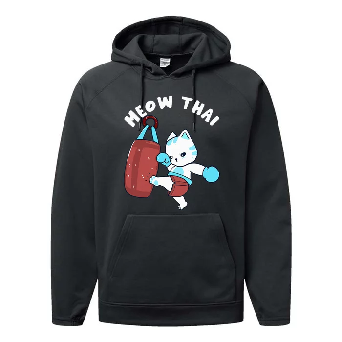 Muay Thai Cat Meow Thai Punching Bag Fighting Performance Fleece Hoodie