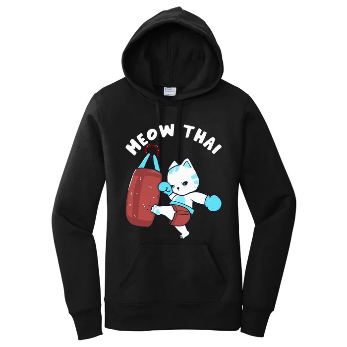 Muay Thai Cat Meow Thai Punching Bag Fighting Women's Pullover Hoodie