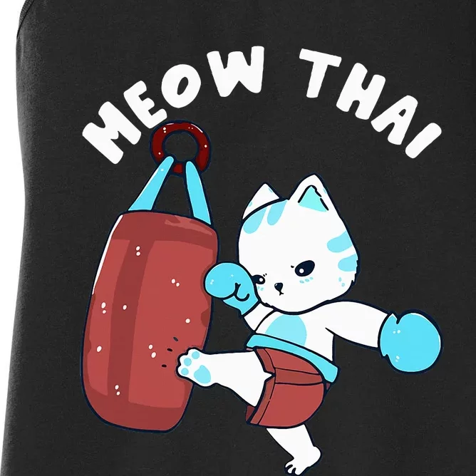 Muay Thai Cat Meow Thai Punching Bag Fighting Women's Racerback Tank