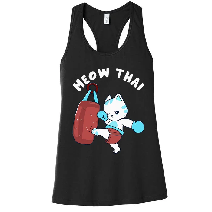 Muay Thai Cat Meow Thai Punching Bag Fighting Women's Racerback Tank