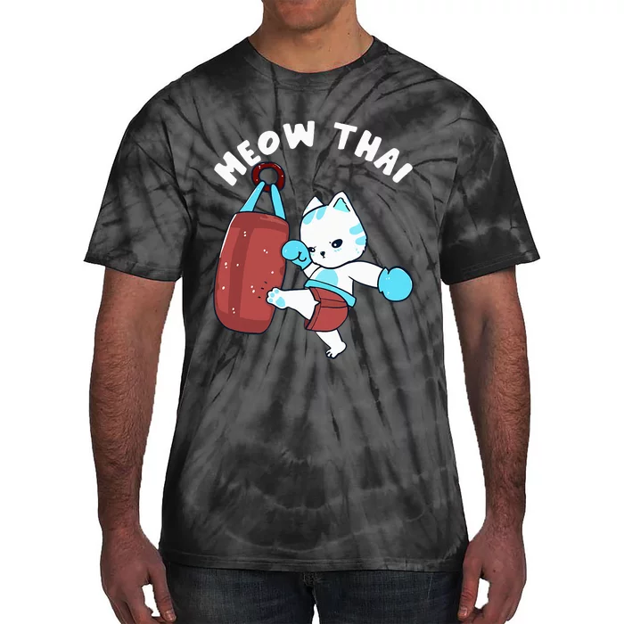 Muay Thai Cat Meow Thai Punching Bag Fighting Tie-Dye T-Shirt