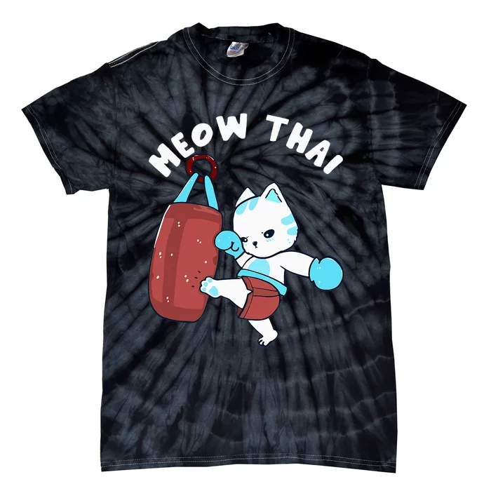 Muay Thai Cat Meow Thai Punching Bag Fighting Tie-Dye T-Shirt