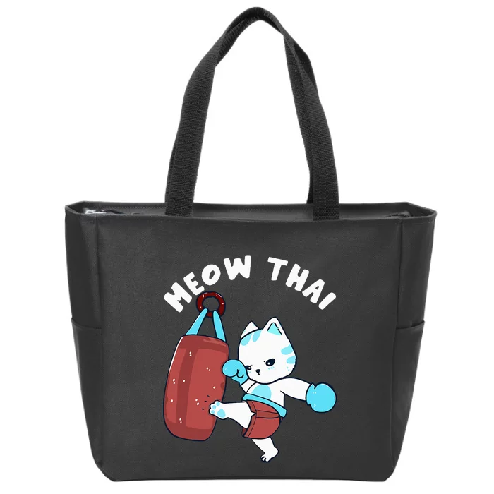 Muay Thai Cat Meow Thai Punching Bag Fighting Zip Tote Bag