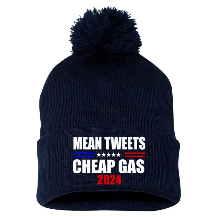 Mean Tweets Cheap Gas 2024 Election Pom Pom 12in Knit Beanie