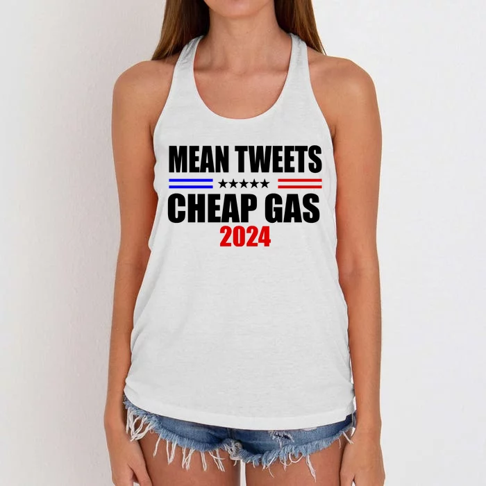 Mean Tweets Cheap Gas 2024 Election Women's Knotted Racerback Tank