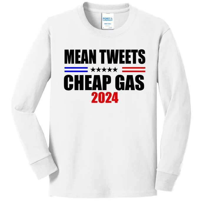 Mean Tweets Cheap Gas 2024 Election Kids Long Sleeve Shirt