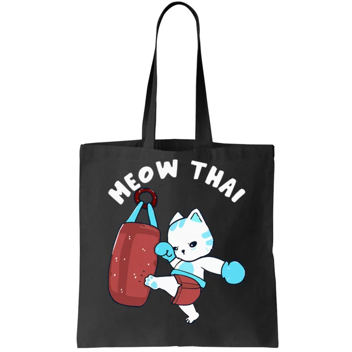 Muay Thai Cat Meow Thai Punching Bag Fighting Sport Tote Bag