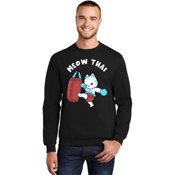 Muay Thai Cat Meow Thai Punching Bag Fighting Sport Tall Sweatshirt