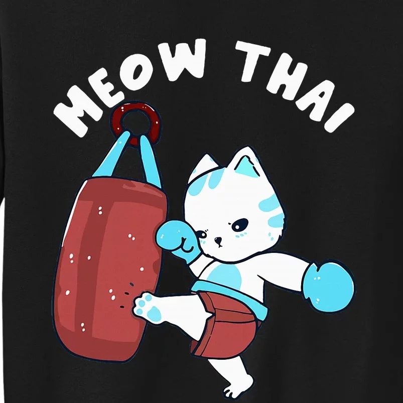 Muay Thai Cat Meow Thai Punching Bag Fighting Sport Tall Sweatshirt