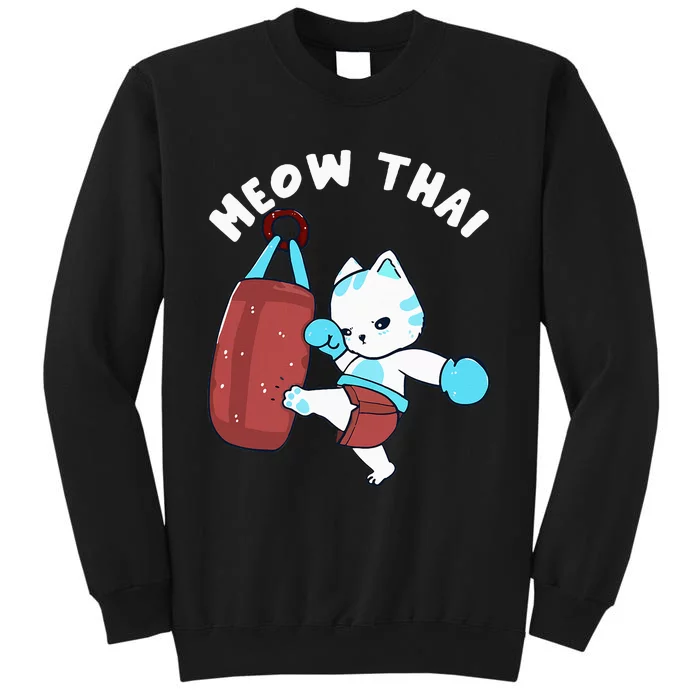 Muay Thai Cat Meow Thai Punching Bag Fighting Sport Tall Sweatshirt