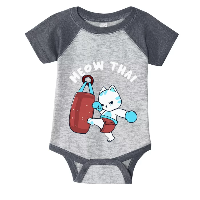 Muay Thai Cat Meow Thai Punching Bag Fighting Sport Infant Baby Jersey Bodysuit