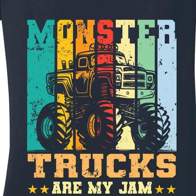 Monster Truck Car For Birthday Boy Women's V-Neck T-Shirt