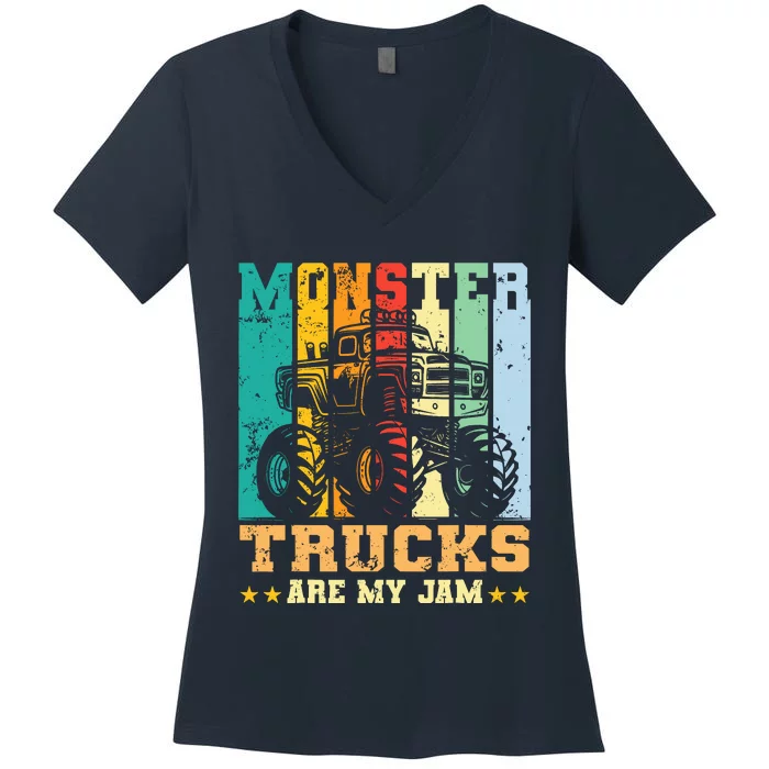 Monster Truck Car For Birthday Boy Women's V-Neck T-Shirt