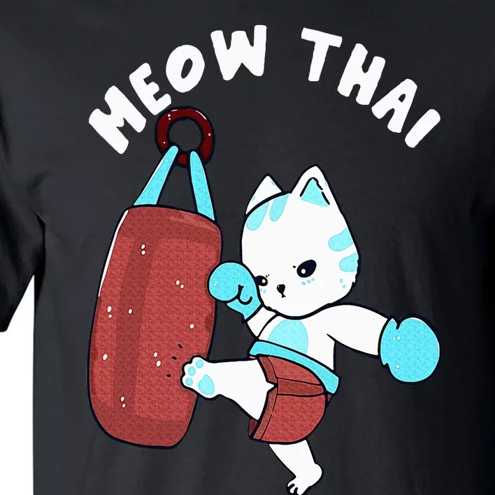 Muay Thai Cat Meow Thai Punching Bag Fighting Sport Tall T-Shirt