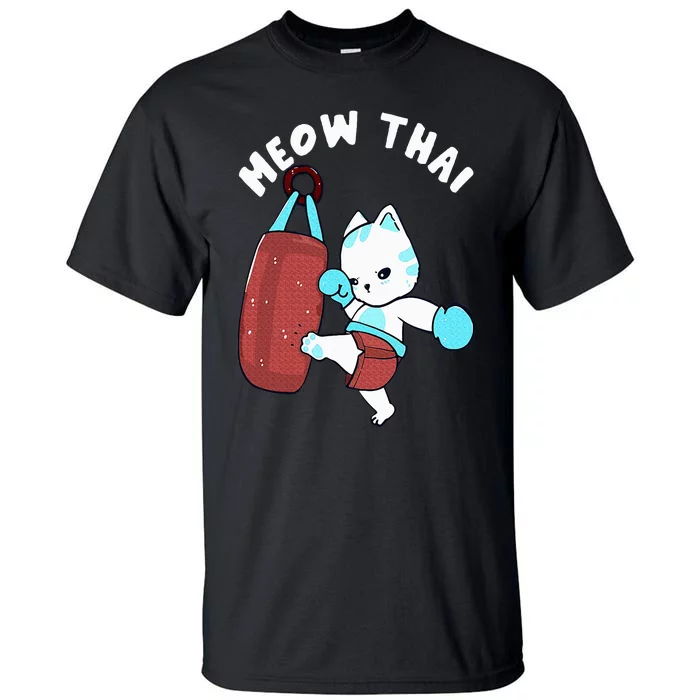 Muay Thai Cat Meow Thai Punching Bag Fighting Sport Tall T-Shirt