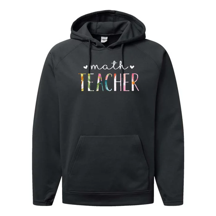 Math Teacher Cute Floral Design Performance Fleece Hoodie