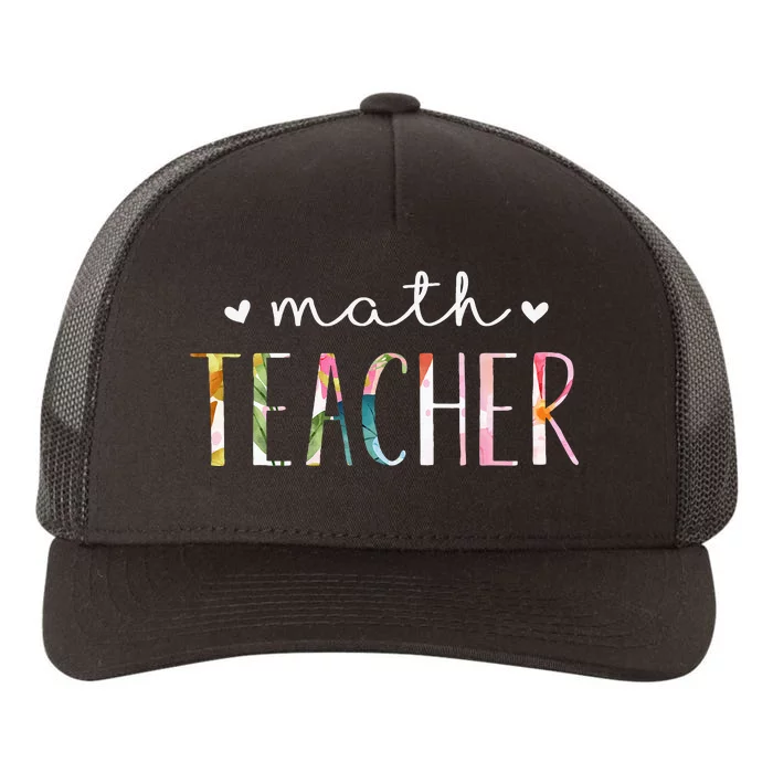 Math Teacher Cute Floral Design Yupoong Adult 5-Panel Trucker Hat