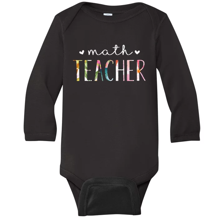 Math Teacher Cute Floral Design Baby Long Sleeve Bodysuit