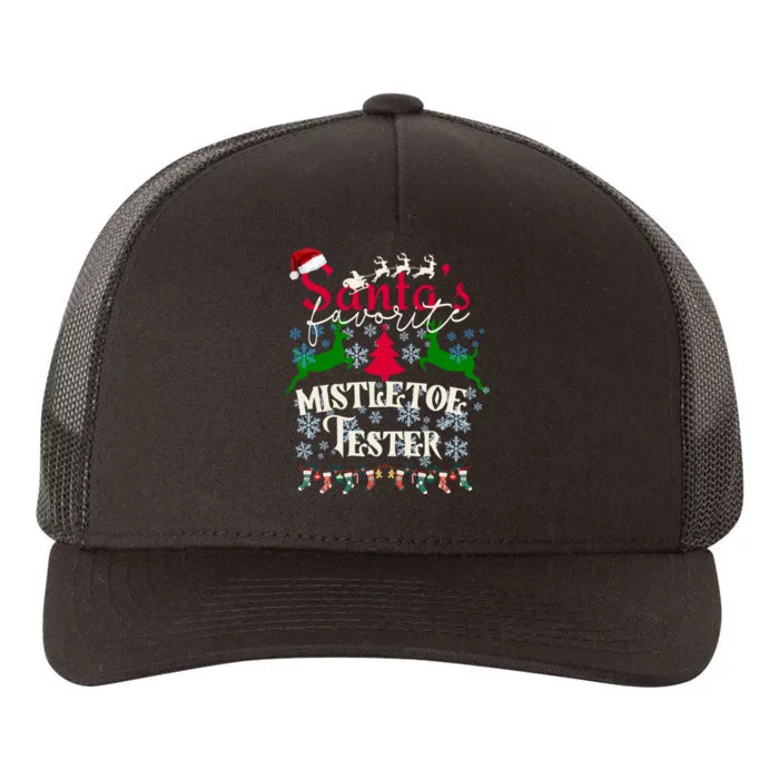 Mistletoe Tester Christmas Gifts Santas Favorite Naughty Yupoong Adult 5-Panel Trucker Hat