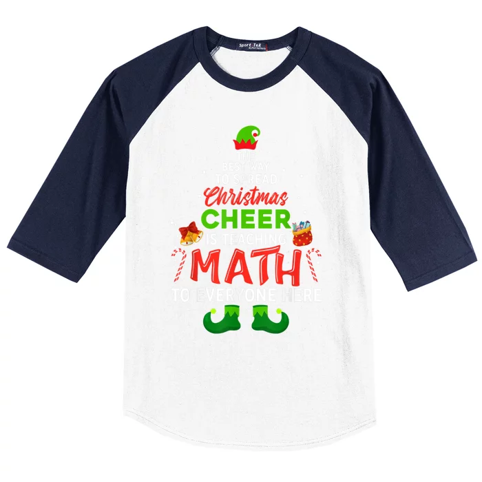 Math Teacher Christmas Funny Elf Christmas Cheer Baseball Sleeve Shirt