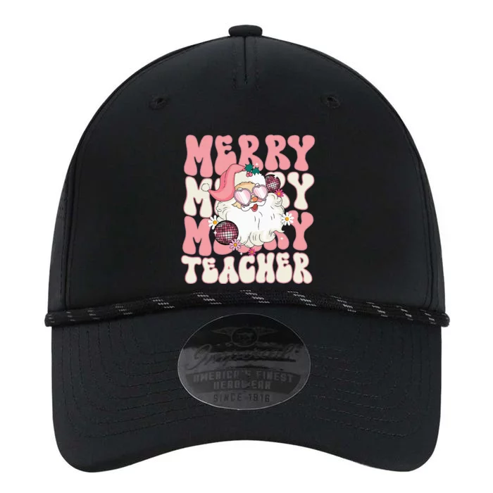 Merry Teacher Christmas Retro Wavy Pink Teacher Performance The Dyno Cap