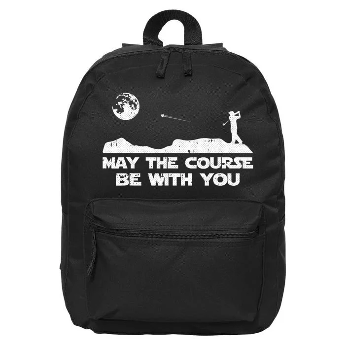 May The Course Be With You Golf Player Cool Golfing Golfer 16 in Basic Backpack