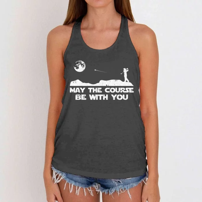 May The Course Be With You Golf Player Cool Golfing Golfer Women's Knotted Racerback Tank