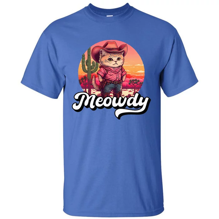 Meowdy Texas Cat Meme Country Music Cowgirl Cute Cat Tall T-Shirt