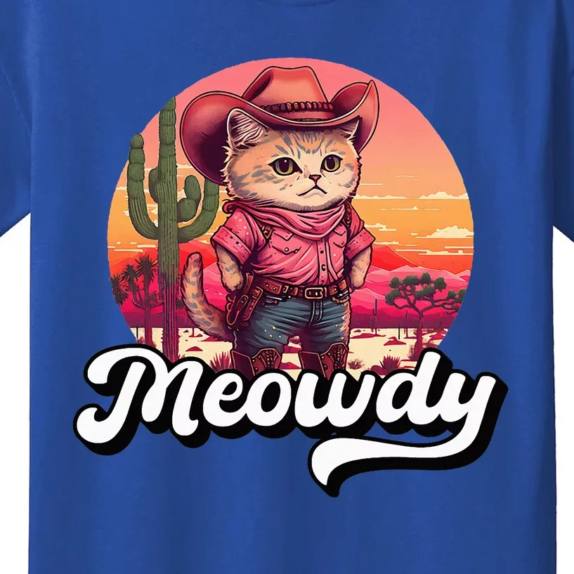 Meowdy Texas Cat Meme Country Music Cowgirl Cute Cat Kids T-Shirt