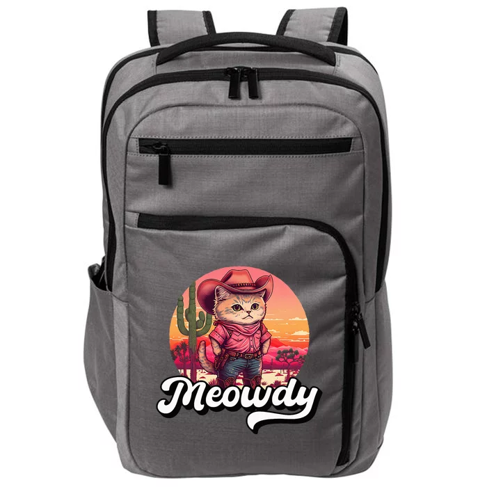 Meowdy Texas Cat Meme Country Music Cowgirl Cute Cat Impact Tech Backpack