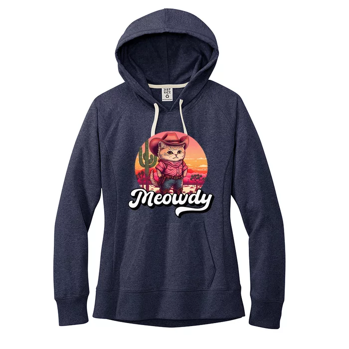 Meowdy Texas Cat Meme Country Music Cowgirl Cute Cat Women's Fleece Hoodie