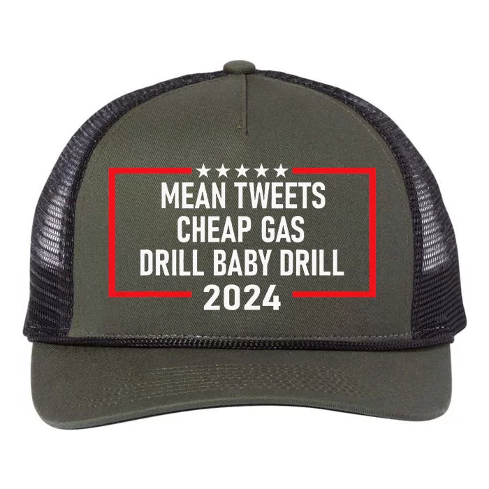 Mean Tweets Cheap Gas Drill Baby Drill 2024 Retro Rope Trucker Hat Cap