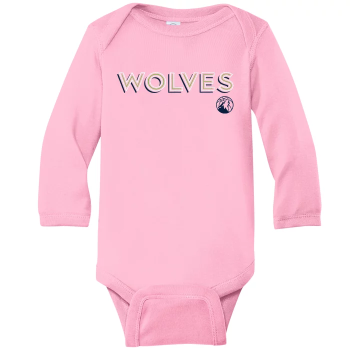 Minnesota Timberwolves City Workmark Logo Blue Baby Long Sleeve Bodysuit