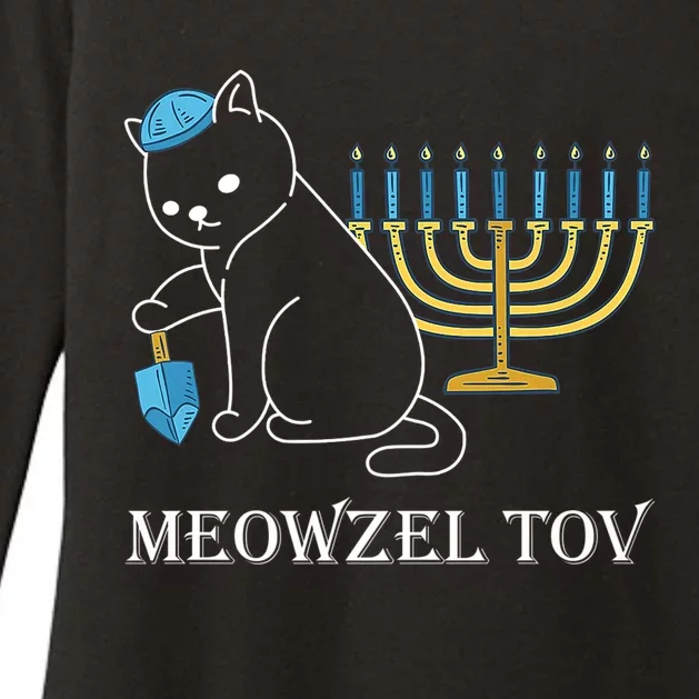 Meowzel Tov Chanukah Jewish Cat Owner Ugly Hanukkah Womens CVC Long Sleeve Shirt