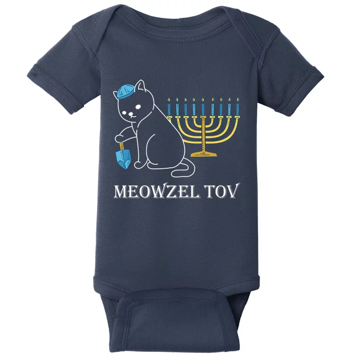 Meowzel Tov Chanukah Jewish Cat Owner Ugly Hanukkah Baby Bodysuit