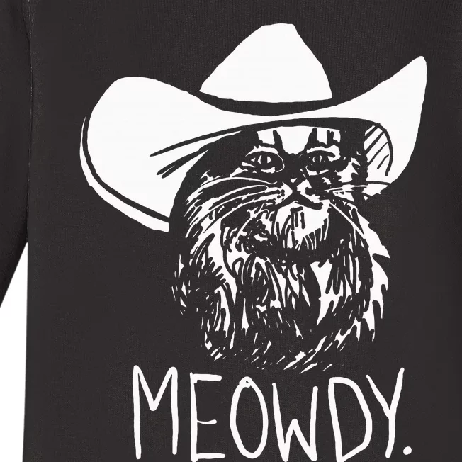 Meowdy Texas Cat Meme Baby Long Sleeve Bodysuit