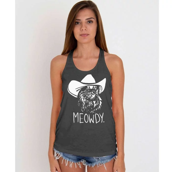 Meowdy Texas Cat Meme Women's Knotted Racerback Tank