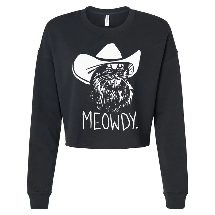 Meowdy Texas Cat Meme Cropped Pullover Crew