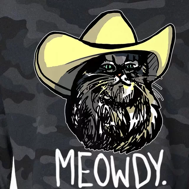 Meowdy Texas Cat Meme Cropped Pullover Crew