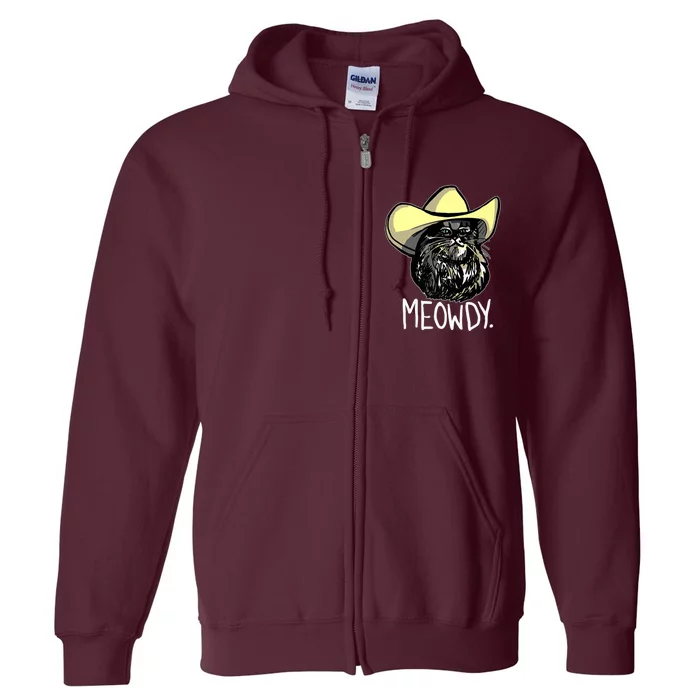 Meowdy Texas Cat Meme Full Zip Hoodie