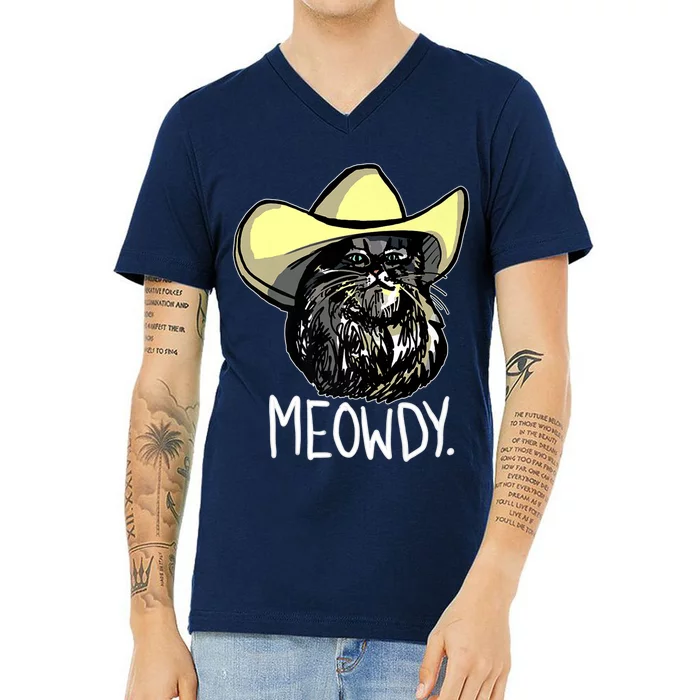 Meowdy Texas Cat Meme V-Neck T-Shirt