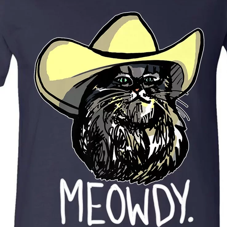 Meowdy Texas Cat Meme V-Neck T-Shirt