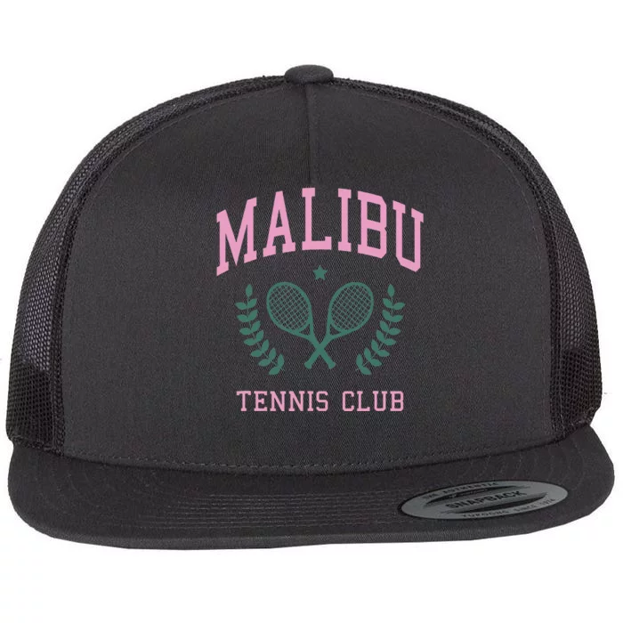 Malibu Tennis Club Fashion Design Classic Flat Bill Trucker Hat