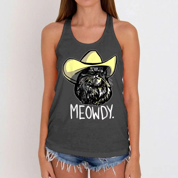 Meowdy Texas Cat Meme Women's Knotted Racerback Tank