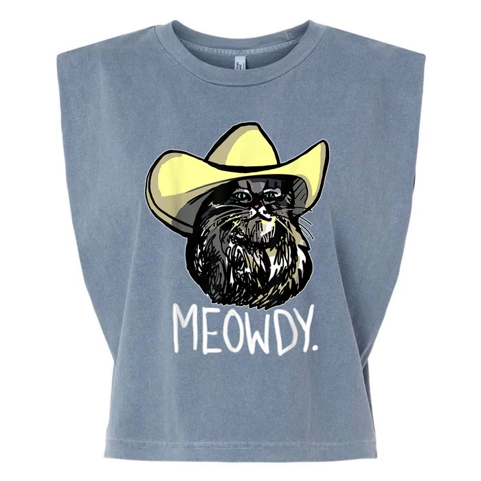 Meowdy Texas Cat Meme Garment-Dyed Women's Muscle Tee