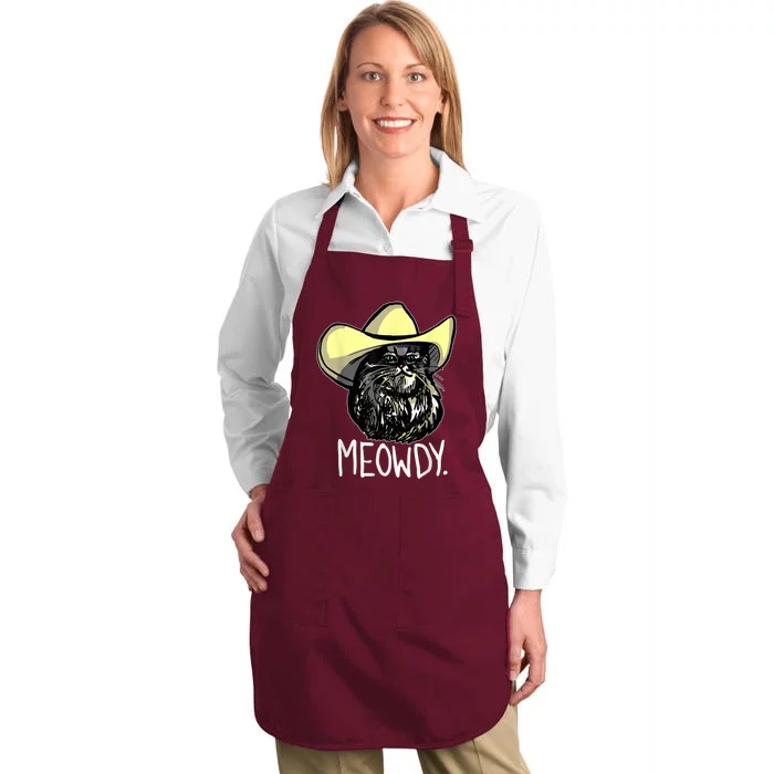 Meowdy Texas Cat Meme Full-Length Apron With Pocket