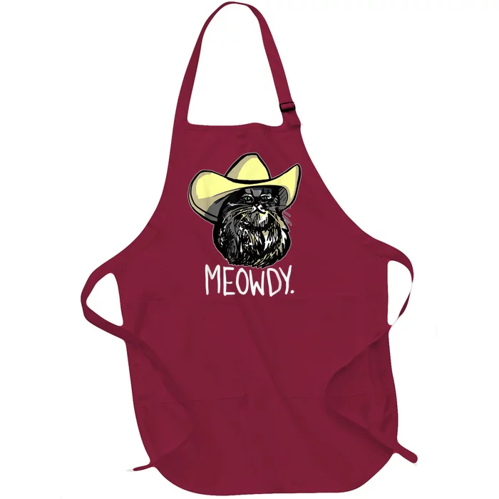 Meowdy Texas Cat Meme Full-Length Apron With Pocket