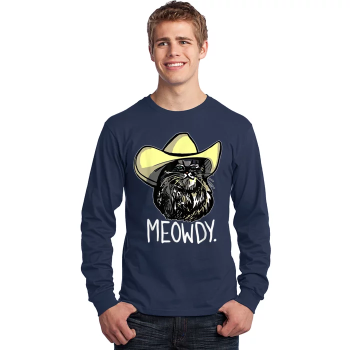 Meowdy Texas Cat Meme Long Sleeve Shirt