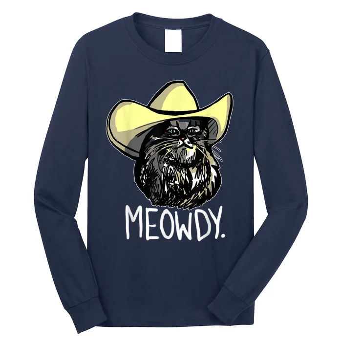 Meowdy Texas Cat Meme Long Sleeve Shirt